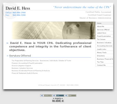 David Hess' front page