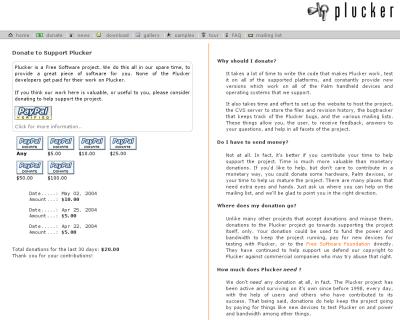 Plucker donation page